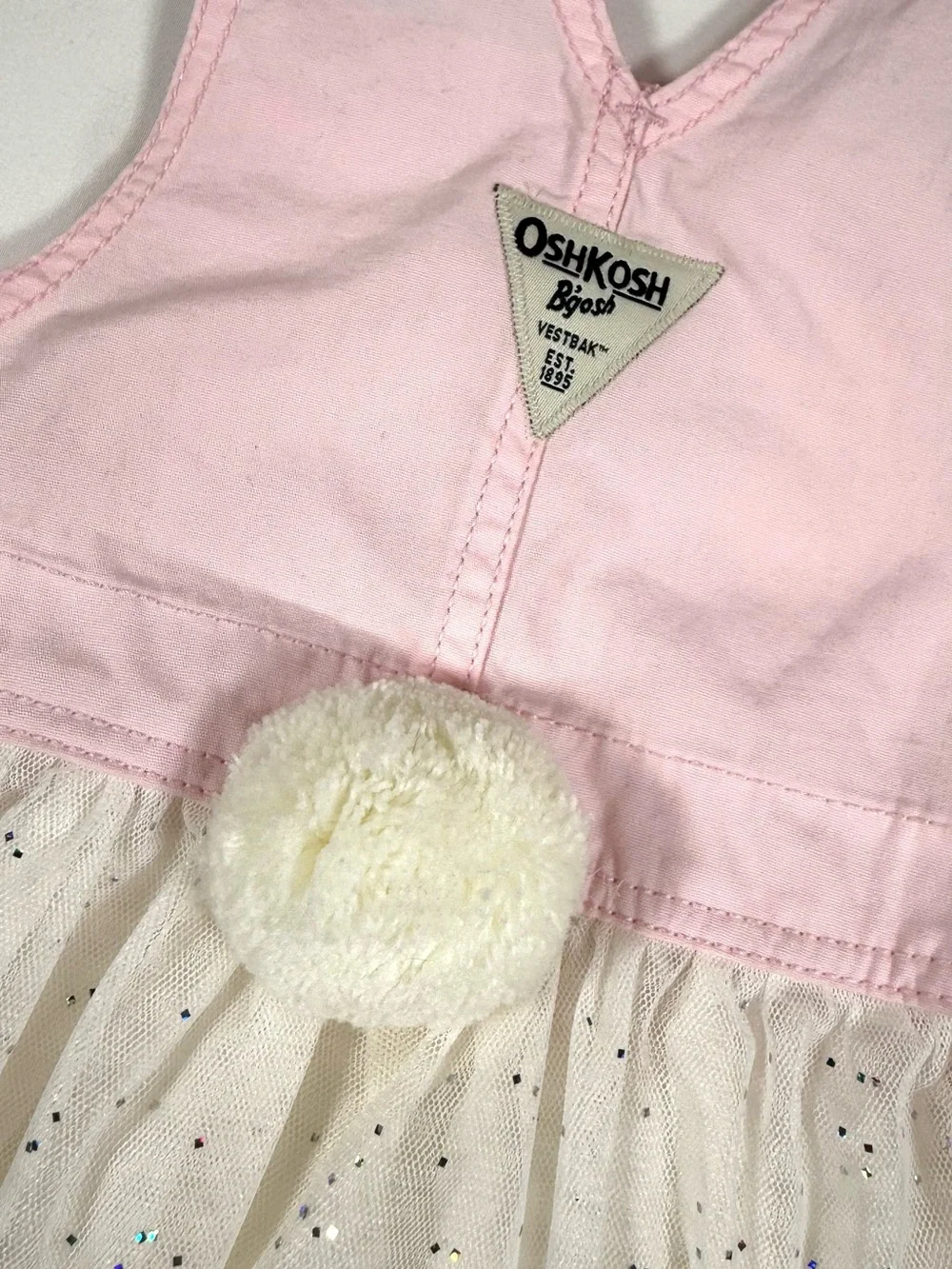 OSHKOSH Girls‎ Bunny Tail Tulle Jumper Dress 2T Easter Cottagecore Balletcore